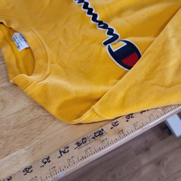 Champion Heavy Weight Terry Pullover Mustard Yellow Sweatshirt Small - Picture 6 of 9